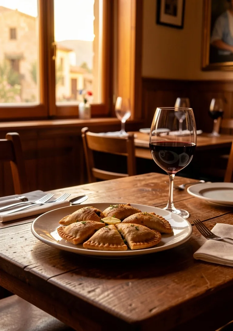 Mesa servida en un bistró de Mendoza con vino regional y cocina tradicional argentina