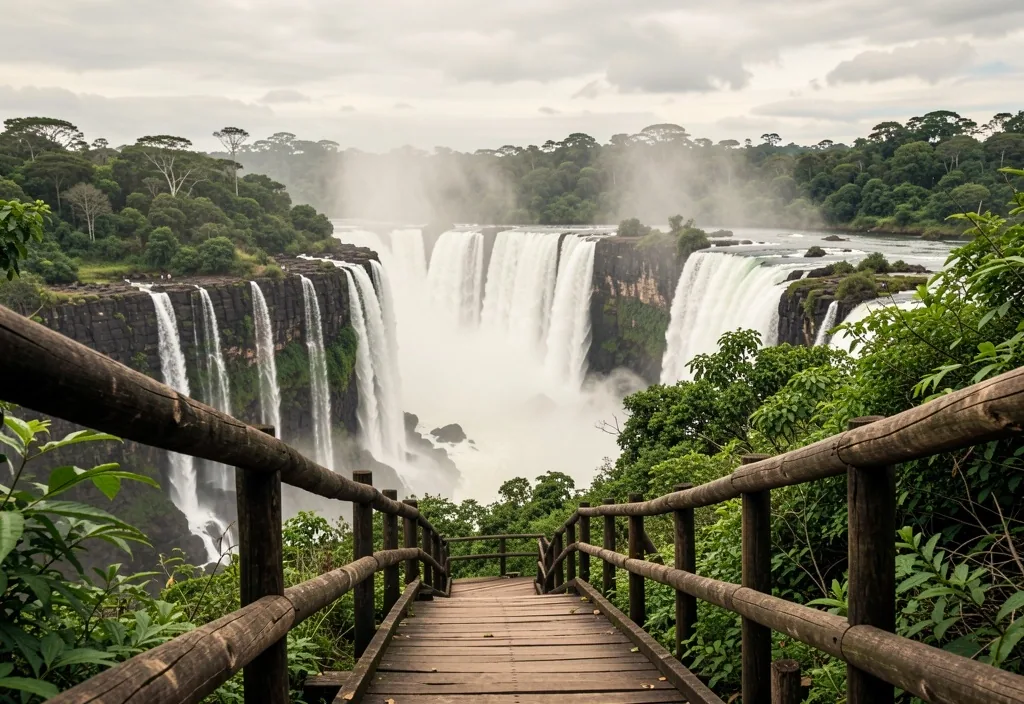 Cataratas del Iguazú vistas desde pasarelas elevadas en medio de la selva