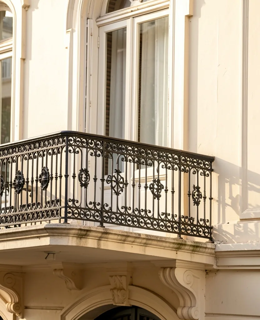 Detalle arquitectónico de un balcón histórico en Recoleta, Buenos Aires