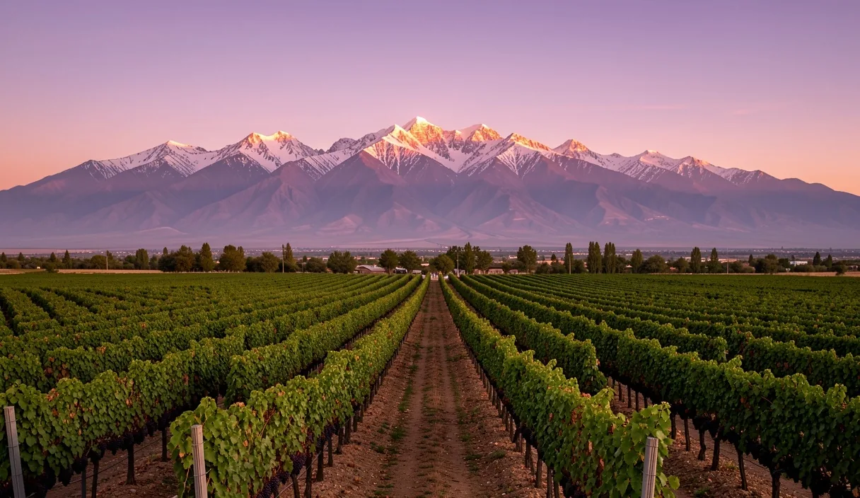 Viñedos de Mendoza con la Cordillera de los Andes al fondo